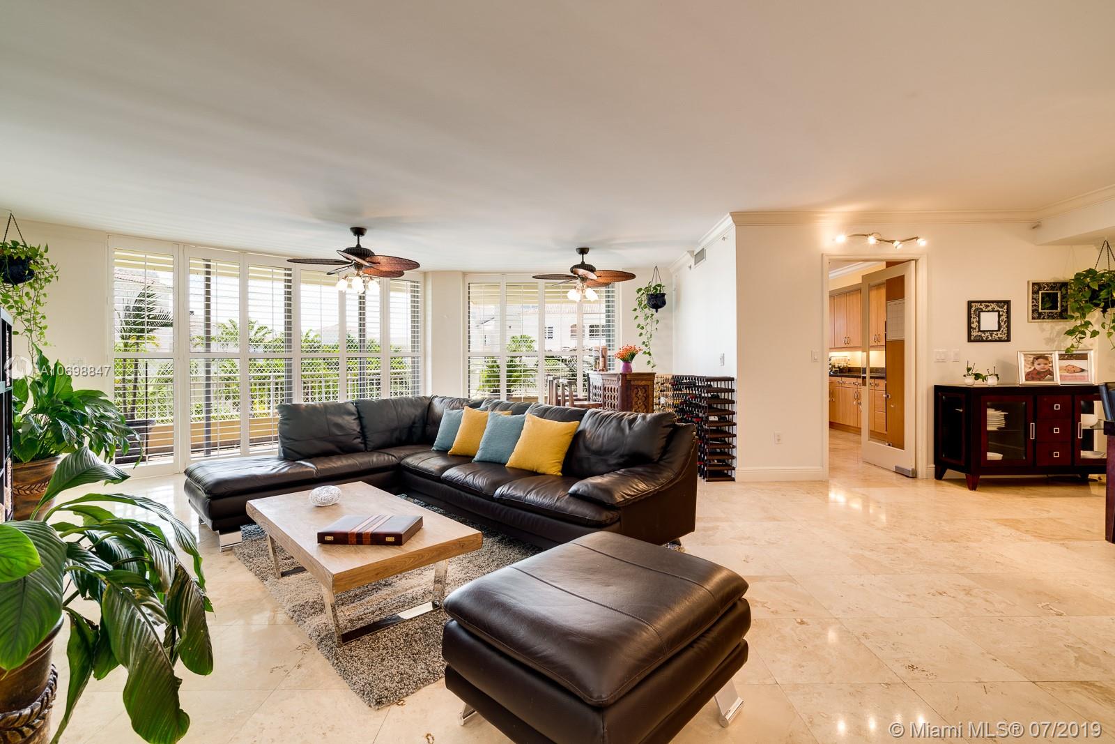 Relaxing beach accessible LAKE TOWER Condo at Ocean Club, Key Biscayne overlooking lush garden view. Featuring 3 beds/4 baths/2 parking spaces, private elevator, foyer, 3 balconies, breakfast area, laundry & storage rooms. Spacious Master suite with his/hers walk-in closets, Master Bath with Jacuzzi, shower, double sinks. Marble floors enhances the open living & dining areas, wood floors warm the bedrooms. Island lifestyle amenities includes club & beach restaurants, bar, multiple pools & tennis courts, fitness & spa center, 24 hours security, concierge services & much more.