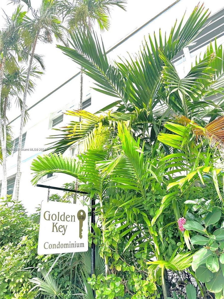 One Bedroom, One Bath at Golden Key Condo in Bay Harbor Islands. One parking space. Three Stories Building.  A+ rated schools walking distance to the beach, shopping, dining amenities, blocks away from Kane Concourse/96Th. Street.  Location! Location! Location!.