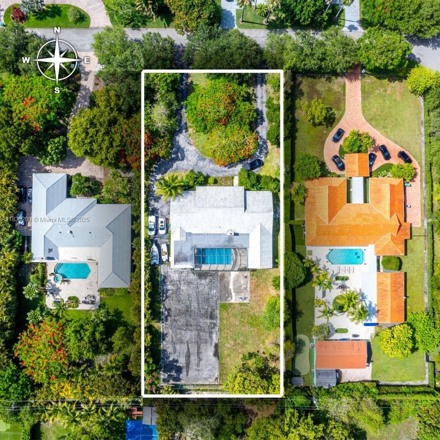 The only available 40,000+ SF property east of 67th Ave in Pinecrest for under $3.5M. A rare opportunity to own a deep builder’s acre (40,510 SF) on a quiet, tree-lined street in coveted Pinecrest. This north/south-facing property presents the ideal canvas for new construction or a transformative renovation. The existing 1969 colonial-style residence offers a substantial footprint and curb appeal, spanning 5,260 SF. It features 6 beds, 3.5 baths, 2-car garage, pool, covered patio, and a tennis court slab ready for recreation or redevelopment. Whether restoring its original charm or starting anew, this property offers tremendous potential within the Pinecrest Elementary school boundaries and near many of the area’s top private schools and parks—a location long known for its enduring value.