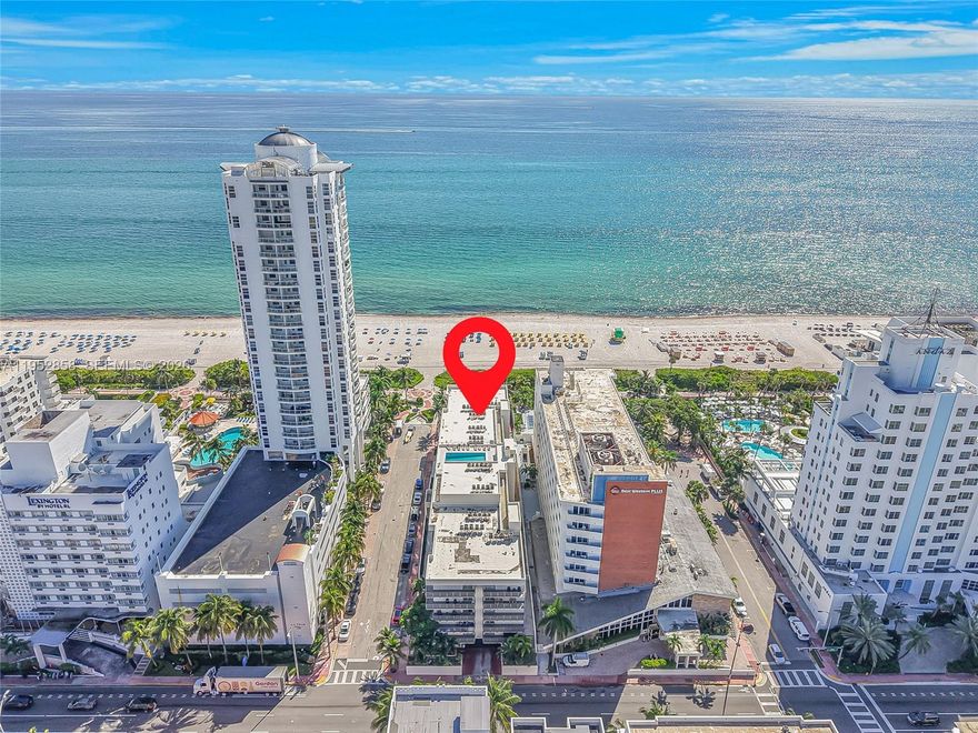 Furnished two-bedroom, two-bathroom residence at the oceanfront King Richard with western exposure and a spacious balcony featuring hurricane-impact doors and windows, allowing for excellent natural light. The kitchen offers granite countertops and ample cabinetry, while both bedrooms include generous closet space, including a walk-in closet in the primary suite. Building amenities include a renovated, secure lobby, rooftop pool, on-site laundry, and garage parking with one assigned space. Direct beach and boardwalk access, along with excellent walkability to nearby shops and dining.