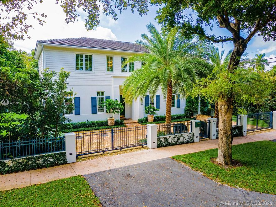 Detail meets perfection in this colonial truly custom 2018 house 3,448 adj sqft located in desirable Coral Gables. Great curb appeal, gated and corner lot, this 4BR & 4 1/2BA featuring all the luxurious finishes & amenities most sought after. The beauty of this house begins upon entering through the green front door into a sophisticated and gorgeous decor and architectural details throughout.This meticulously planned home has: natural Oscar Ono oak hardwood floors, Ornare kitchen cabinets and closets, Subzero ref & freezer, 48” Wolf range; marble slabs & brass metals; Creston system automation, sound, lighting, shades; CGI Sentinel windows; Lynx Bbq set; heating/cooling pool system; generator; Japanese Blueberry hedges. Many more features waiting for a Buyer to enjoy the Miami Lifestyle.