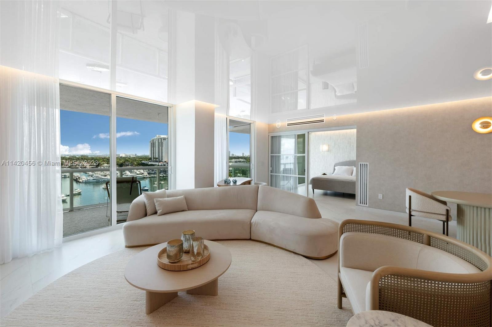 Sensational designer 2BD/2BA turnkey residence in the sky rests above the indigo waters of Biscayne Bay offering striking views from sunrise to sunset. Billy Blanco designs carefully curated the complete over rebuild of the space implementing textured wall coverings, vellum stretch ceiling with cove lighting, oak and white lacquer custom cabinetry, well-appointed closets and fine window treatments throughout. 48 Inch Porcelain Osa European Tile floors throughout create a cool mood complimenting Miami Beach’s timeless tropical lifestyle. Cafe Series kitchen appliances, Bosch and Whirlpool appliances. New high impact windows all around. The Grand Venetian is a full-service building including 24-hour concierge, swimming pool, tennis court, fitness center, valet parking and security.