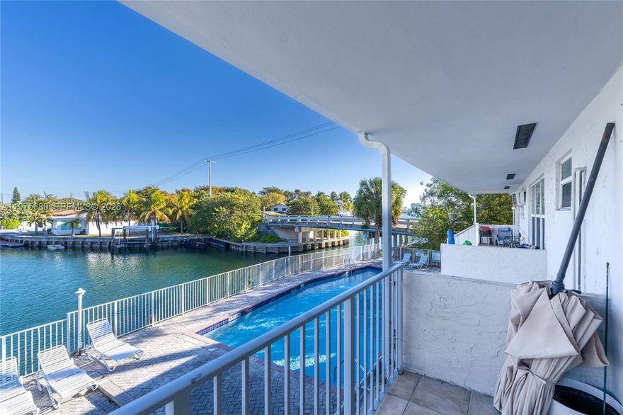 BEAUTIFUL LARGE 1/1 WITH WATER VIEWS. FEATURES OPEN KITCHEN, WASHER/DRYER INSIDE UNIT, CENTRAL A/C. LARGE BALCONY OVERLOOKING THE CANAL, BAY AND POOL. HOT WATER INCLUDED. MINUTES TO BAL HARBOUR, BEACHES, RESTAURANTS , SHOPPING AND UNIVERSITIES. CONVENIENTLY LOCATED RIGHT BEFORE THE BAY HARBOR BROAD CAUSEWAY BRIDGE TO THE BEACHES.
