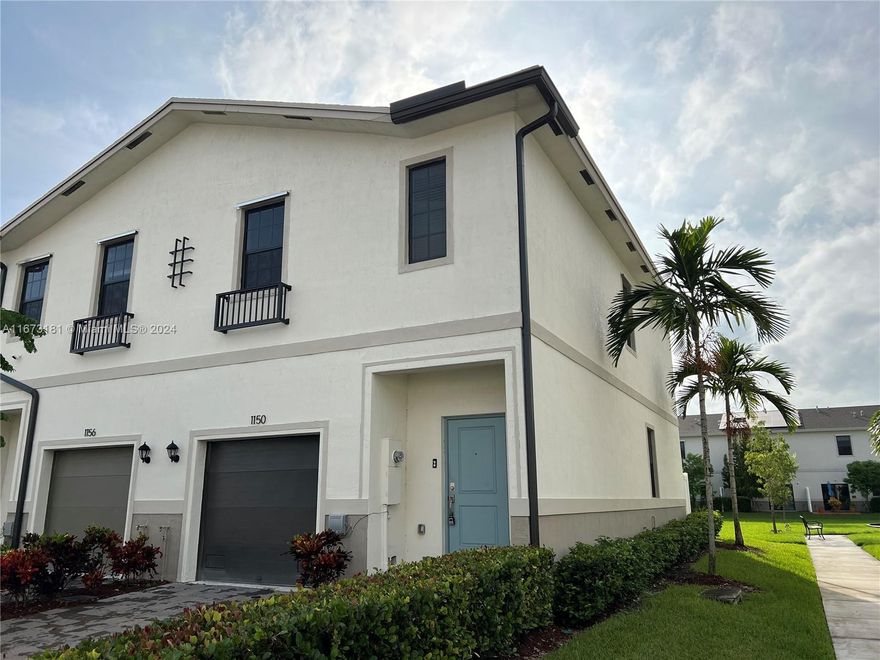 Discover the new (2022), corner-unit townhome in Regal Palm Square, perfectly situated in Florida City—your gateway to the Florida Keys! Spacious Terra model features 18" x 18" tile flooring throughout the first floor, with carpeting on the stairs and second floor. Primary suite has a walk-in closet and a private en-suite bathroom. Conveniently located upstairs, the full-size washer and dryer make laundry a breeze. Step outside to your backyard, which opens directly to a scenic walking path. Enjoy the convenience of a one-car garage with an automatic opener. Community amenities include a pool, walking paths & kids playground.