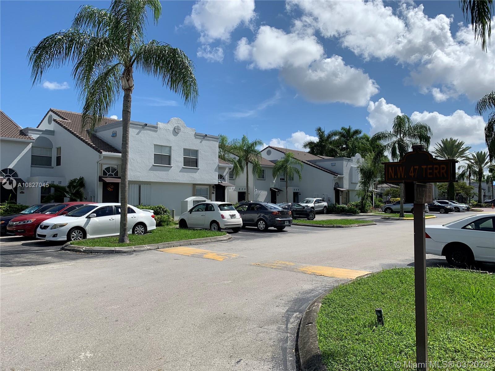 Spacious 1 bedroom + den, 1 bathroom located in the heart of Doral, inside a gated-24 hour-private security protected community. The whole community was just renovated with new roofing and paintwork. The unit has carpet and updated lighting. It sits on a second floor with entrance on the first. In-unit washer and dryer. Reserved parking and ample guest parking spots. The condominium offers two pools with jacuzzi, two tennis courts, a professional - grade racquetball court and a gym.