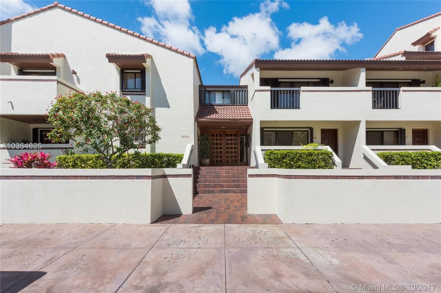 New listing 3 bedroom 3 bath spacious townhome within walking distance to Down town Coral Gables approximately 1800 sq ft with 2 covered parking spaces and a storage closet . 5 balconies throughout the unit with tree top views.