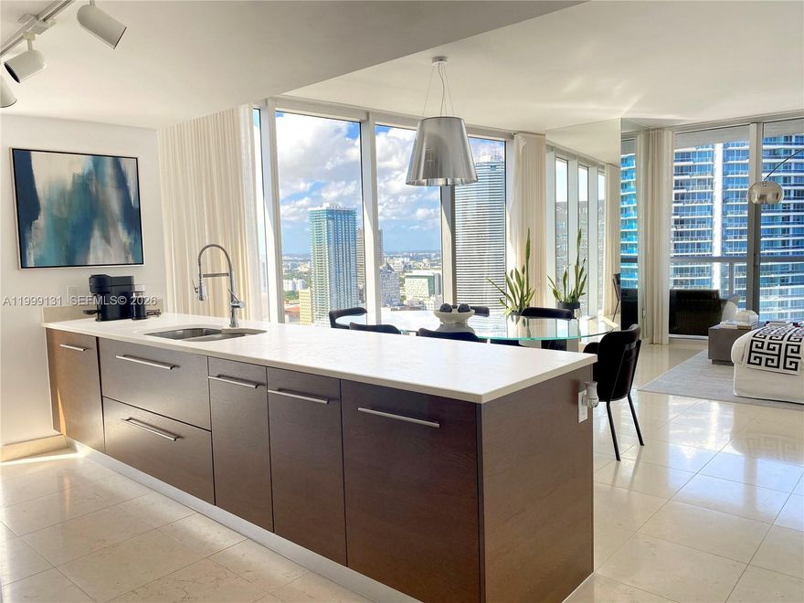 AVAILABLE FOR A YEAR - FURNISHED - THIS UNIT IS OWNER-OCCUPIED, FEATURING HIGH-END, DESIGNER FURNITURE. Stunning 2 bed / 2 bath unit on the 39th floor at Icon Brickell with breathtaking bay views. Move-in ready with marble floors, top-tier appliances, and fully equipped kitchen, bedrooms, and baths. Enjoy world-class amenities: spa, gym, restaurants, and iconic pool. Freshly painted and beautifully decorated. No pets. Easy to show. CONTACT LISTING AGENT, ASK FOR VIDEO