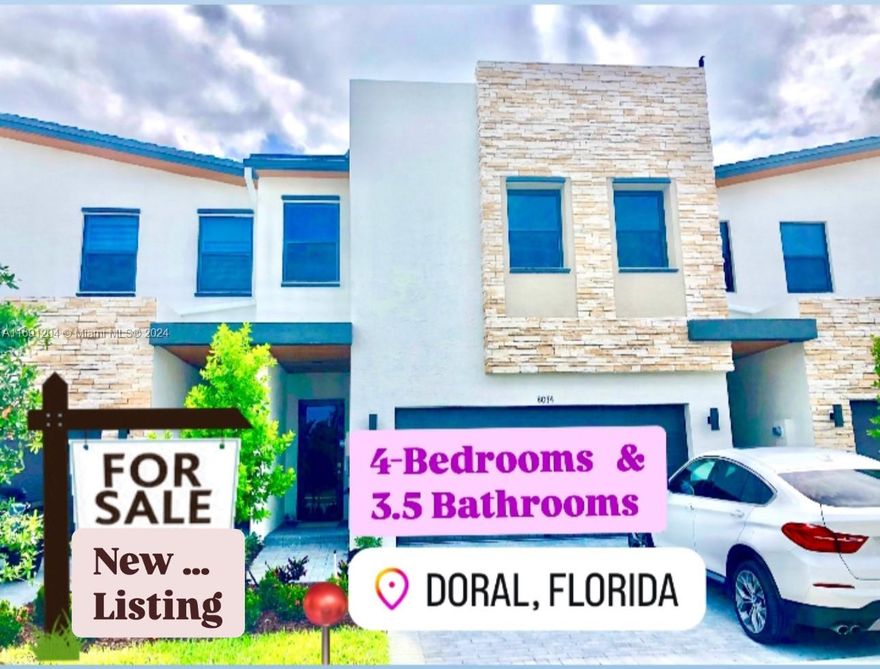 New Listing For Sale:  This 4-bedroom and 3.5-bathroom home has a 2-car garage and patio. Located in the exclusive gated Community: Summit at Park Central in Doral. The kitchen has upgraded granite countertops; Stainless Steel Appliances, ceramic on the first floor, and carpet in the second. 

This 2-story townhome has 2,100 Sq.Ft. under A/C plus the 2 car garage plus a wide driveway. You will enjoy the full fitness center, an amazing swimming pool, aquatic and playground children's areas, and all the amenities & social areas at the largest clubhouse in Doral. 
In less than 8 minutes you’ll get to the supermarket, schools, restaurants & shopping. 5 miles to Dolphin Mall. There are Great Schools: John Smith K-8 & Ronald Reagan High School.