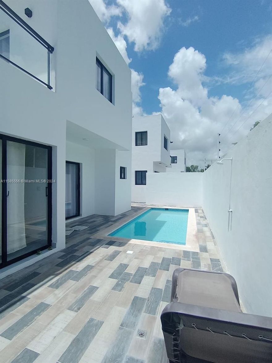 This property is in the Dominican Republic. 
The Morden villa is a perfect place for  those looking for tranquility. 
The private pool immerse yourself in the serenity and distance from the outside world. 10 minutes away to Arena Goda beach.
This property is in Palma del sol ll white Sands. 
This Morden unique house has 3 cozy bedrooms and a full barth in each room.2  half barths total of 5 barthrooms, all just a stones throw, from sunny beaches, with blue Turquoise water and white sand of the Caribbean sea .  That's not all this home offers more than standard living - it's an investment in your happiness with a private pool  2 parking spots, one with a roof it's give you convenient and safe access to the beach for relaxation dream and discover what it means to truly in paradise.