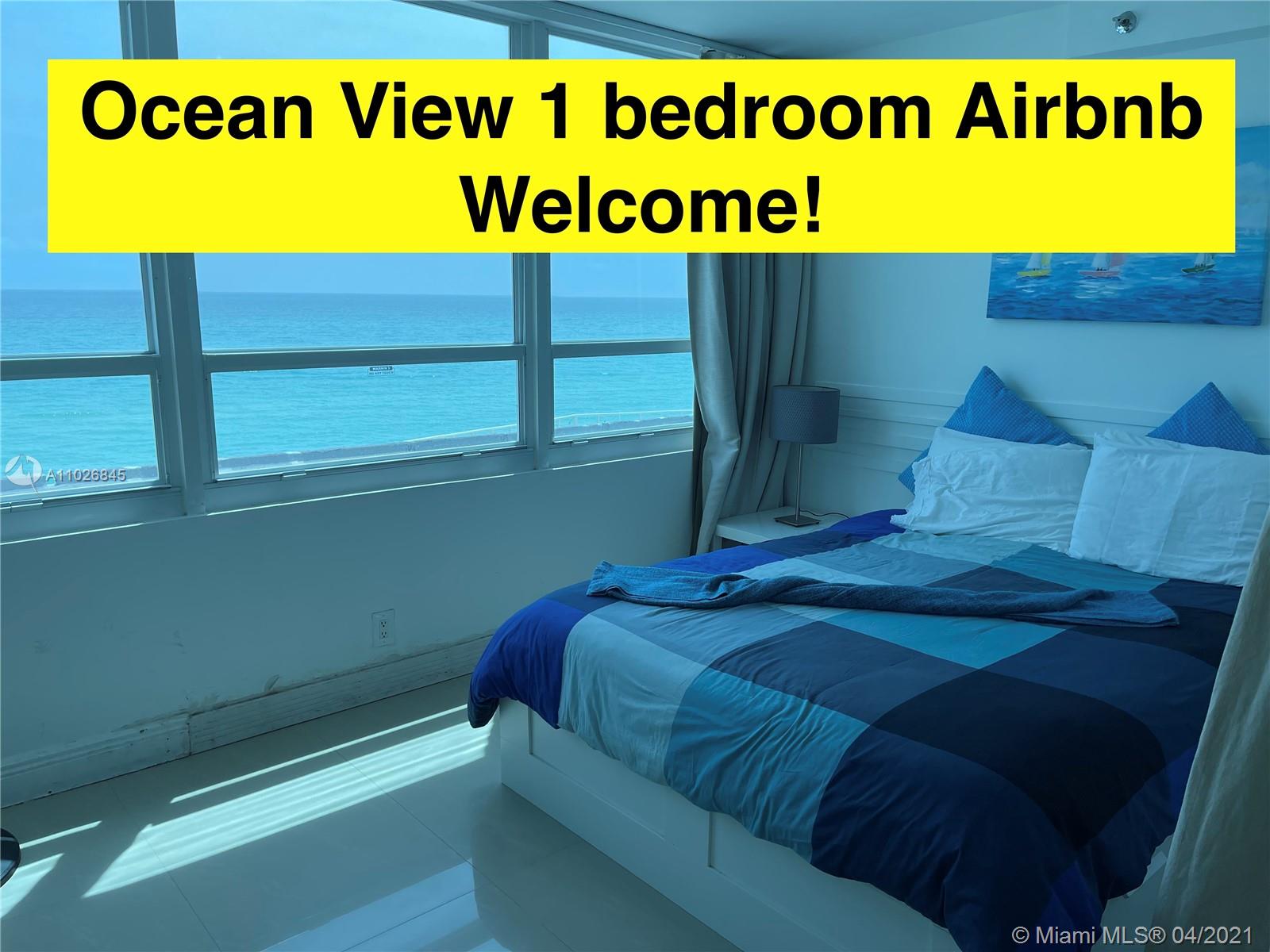 OCEAN VIEW UNIT WITH 1 BED/1BATH. AAALERT !!!!!! AIRBNB WELCOME !! HOA INCLUDED EVERYTHING WATER, ELECTRICITY, AC MAINTENANCE, INTERNET, CABLE TV, VALET PARKING, ACCESS POOL, ACCES GYM.PETS ALLOWED. DAILY RENTAL