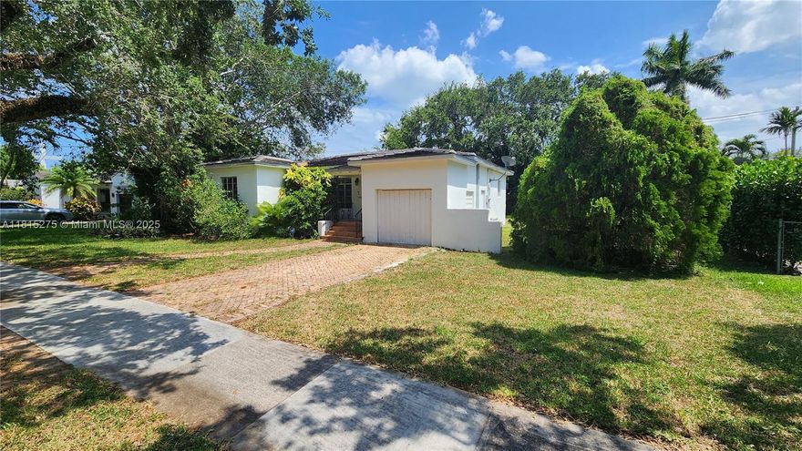 CLASSIC 1940'S 2/1 HOME ON OVERSIZED 13,000 SQ FT LOT IN MIAMI SHORES. PERFECT FOR REMODELING OR BUILDING CUSTOM DREAM HOME. HARDWOOD FLOORS THROUGHOUT. KITCHEN OPENED TO LIVING AREA—IDEAL FOR ENTERTAINING. ROOF REPLACED IN 2017. ORIGINAL WINDOWS. 1-CAR GARAGE. PROPERTY IS TENANT OCCUPIED UNTIL 8/25/25, LEASED AT $4,500/MO. SHOWN BY APPT ONLY WITH ADVANCE NOTICE.