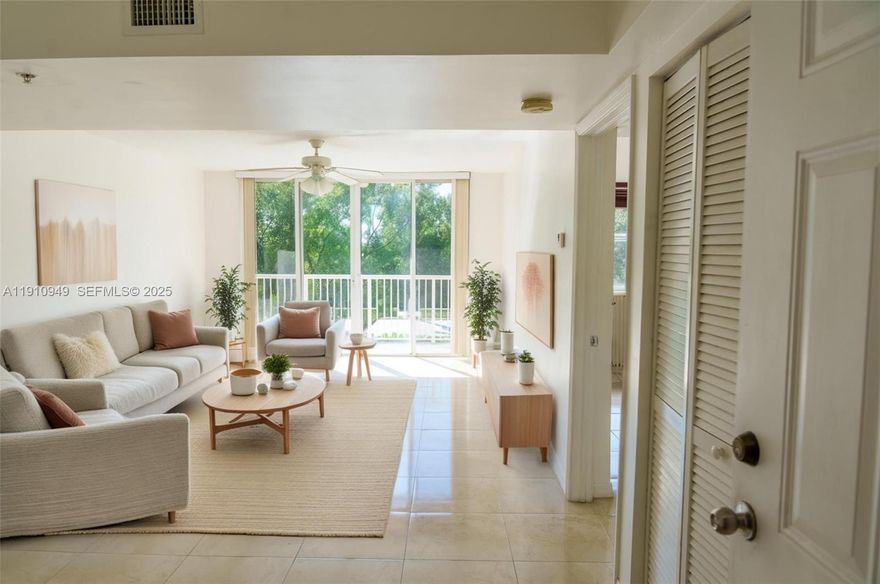 Great 2-bedroom, 2-bath unit with tile flooring throughout, freshly painted and very well-maintained. The master bedroom offers a spacious walk-in closet, and the laundry closet is conveniently located in the kitchen area. One assigned parking space and plenty of guest parking. All-age community just 1.3 miles from the beach, close to supermarkets, restaurants, and major highways. Excellent location minutes from Fort Lauderdale–Hollywood International Airport and the Seminole Hard Rock Hotel & Casino.