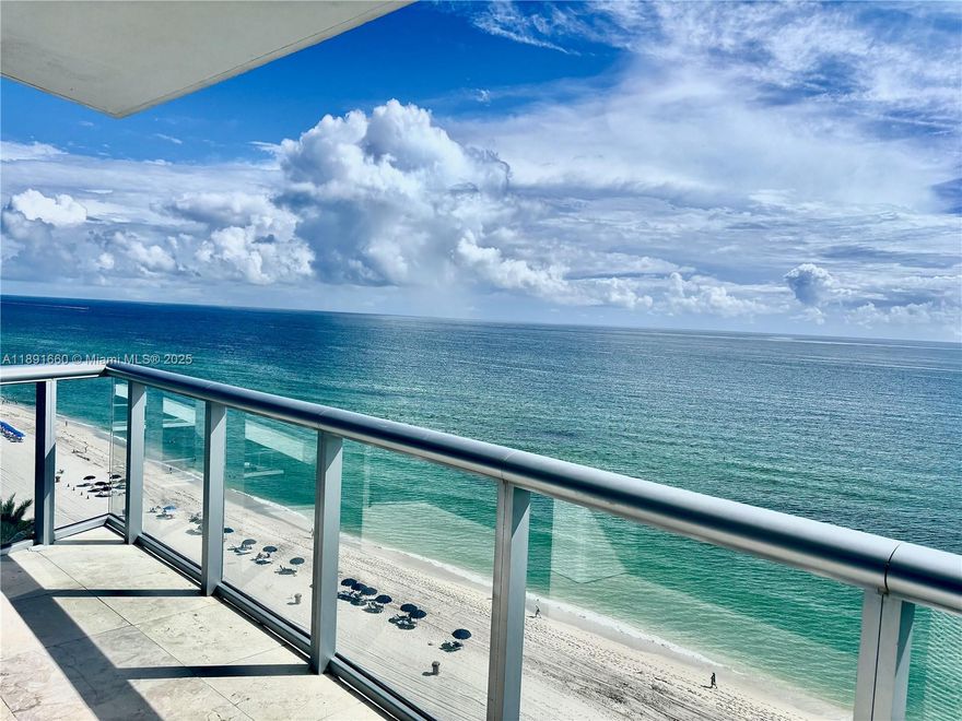 BREATHTAKING OCEANFRONT, UNOBSTRUCTED VIEW FROM THIS SPECTACULAR 1,110 SF, 1 BED + DEN,  2 FULL BATHS RESIDENCE IN THE SKY. FULLY FURNISHED PROFESSIONAL DECORATED.MARBLE FLOORS THROUGHOUT, ITALIAN KITCHEN, WASHER/DRYER, WALK-IN CLOSET. PRIVATE ELEVATOR, FLOOR TO CEILING WINDOWS & DOORS. FULL AMENITIES INCLUDE 2 POOLS, SAUNA, JACUZZI, WATERFRONT -GYM, 24 HR CONCIERGE, VALET PARKING, INTERNET & CABLE INCLUDED, AND MUCH MORE.