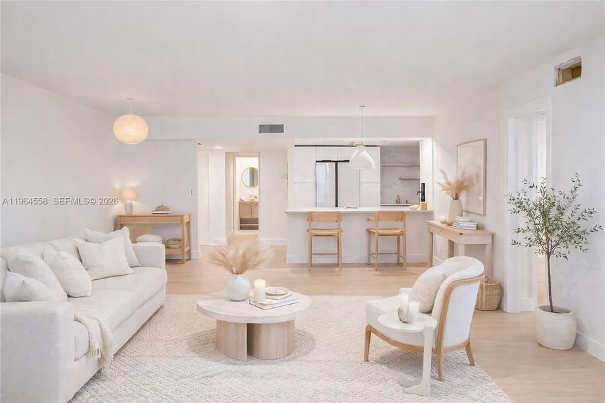 Fully renovated apartment with approved permits, updated with a clean, modern design and quality finishes throughout. Move-in ready.
This spacious home offers 3 bedrooms and 2.5 bathrooms, featuring an open and functional layout that connects the living, dining, and kitchen areas, creating a bright and comfortable space for everyday living and entertaining.

The kitchen includes modern cabinetry, quartz countertops, a textured backsplash, stainless steel appliances, and a convenient peninsula ideal for casual meals or gatherings. Bathrooms have been tastefully refreshed with contemporary vanities, updated fixtures, and a glass-enclosed shower.

Light wood-style flooring runs throughout the unit, adding warmth and continuity. The apartment also includes the convenience of an in-unit laundry room and ample storage.

A bright, modern, and practical home that blends comfort and style — ready for you to move in and enjoy.