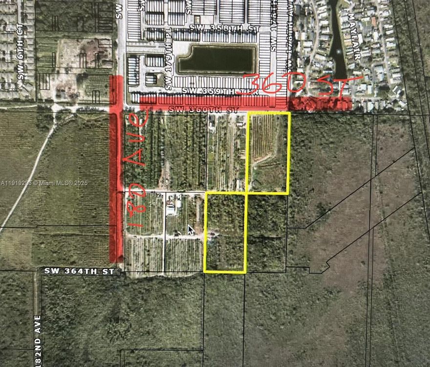 Exceptional opportunity to acquire a total of 10 acres of agricultural land in the rapidly growing area of Florida City. Sale includes this 5-acres vacant lot plus an additional connected 5-acre parcel, creating a combined 10-acres 
property. The site offers water, sewer, 3-phase electric, and road access, located at the intersection of SW 360 Street & SW 180 Avenue. Positioned adjacent to the Miami-Dade County Urban Development Boundary (UDB) and the City of Florida City municipal boundaries, allowing for strong future development and potential rezoning opportunities. Ideally located minutes from Homestead, major highways, expanding retail corridors, new construction communities, and the gateway to the Florida Keys/Key Largo. Perfect for farming, nurseries, land banking, or long-term investment. Rare availability of large, contiguous acreage in this high-growth corridor — prime opportunity for investors and developers. Folios numbers: 30-7836-000-0010 and 30-7836-000-0010(N)