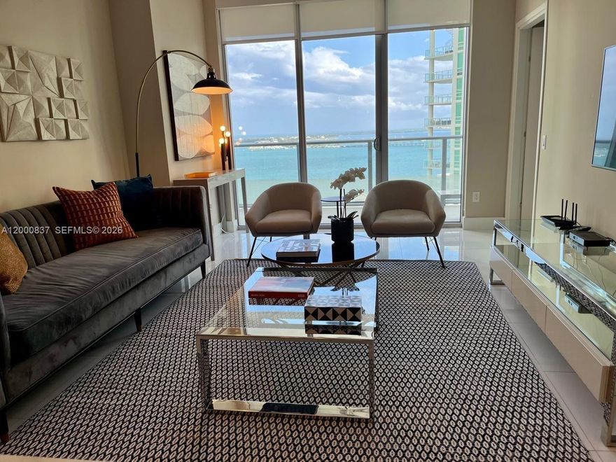 Exquisitely furnished and spacious 1 bedroom with bay views, ideally located in the heart of Brickell ready to move in. This beautifully designed unit features a walk-in closet, top of the line appliances, and elegant furnishing throughout. Brickell House Condominium offers five-star amenities, including a resort-style pool, a state-of-the-art fitness center, spa, 24-hour concierge and valet service. Ready to move in and just steps away from Brickell City Centre. Available for 1 year lease. Easy to show. Contact listing agent for scheduling a showing, Show Assist.