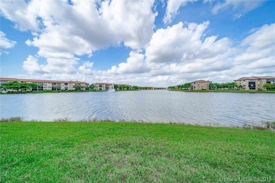 Wow! Extremely well kept and maintained in pristine condition by the original owners. Don't miss the opportunity! To live in this 2 bedrooms 2 bathroom 3rd floor condo. With a breakfast nook and a galley kitchen that bring you directly into the living/dining area. Handicap accessible!! Walk in closets in both bedrooms. A northern exposure from the patio that has an breathtaking view of the lake and water fountain. The building is in a cul de sac located in one of the most coveted area in the entire community. Brand new carpet in the living room and master bedroom. And freshly painted. Stack-able washer and dryer.  New ownership must wait 2 years before renting.