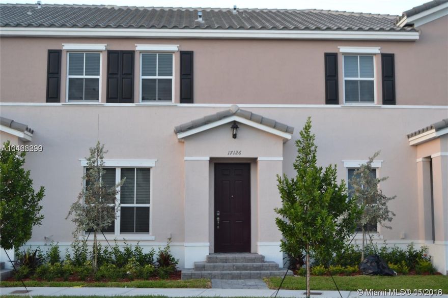 Centrally Located!!! This Freshly & Amazing Townhouse  at Kendall offers 3 bedrooms, 2½ Baths, 1 Car Garage with spacious driveway., Tile floors on the first level and carpet on the second level, Offering laundry room, Club House with the top of the line equipment, Gym, Kids play area and infinity pool overlooking the open view of the lake, Please contact listing agents for alarm and showing instructions.