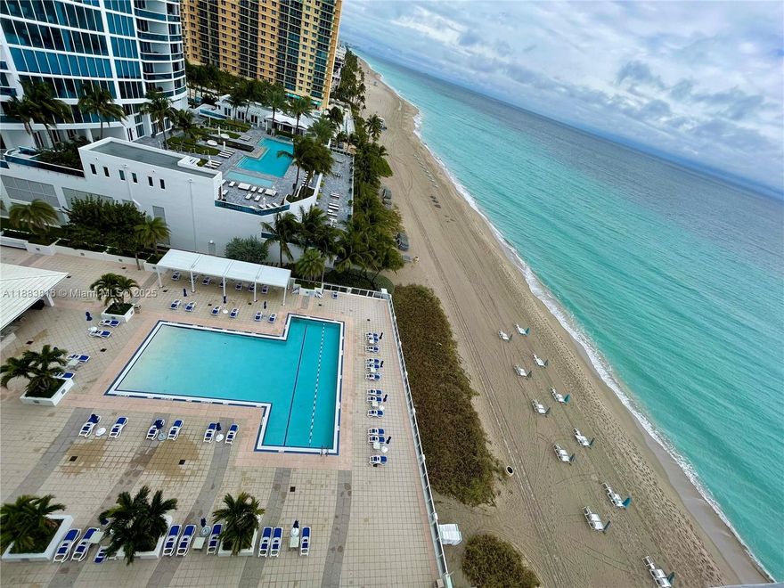 Spectacular 2 bed/2 bath+ Den that has queen size sofa bed and office, with ocean views - desired corner "04" unit in south tower - incredible views from the whole unit, including intercoastal view from the wrap-around balcony to the east and north. Separate shower, marbled and mirrored master bath with a tub - fully furnished - fully tiled - 1 garage parking covered and assigned + 1 garage parking open garage across street - full amenity building with valet parking, beach service, gym, 2 pools, restaurant, beauty salon, sauna, billiards and much more. 6 months rent minimum.
