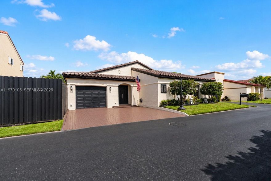 NEW ROOF! | Spacious Covered Terrace | Prime Miami Location Welcome to this beautiful home located in the highly desirable gated community of Poinciana Pointe, offering 24-hour guard security and a low HOA of just $130/month, which includes security and lawn service. This stunning one-story residence features 3 bedrooms and 2 bathrooms, with the third bedroom currently configured as a den/family room overlooking the kitchen—easily convertible back to a bedroom if desired. The home boasts tile flooring throughout, high ceilings, and an open-concept kitchen with granite countertops, creating a bright and inviting living space. Additional highlights include central A/C, a 1-car garage, and a spacious paver driveway. Step outside and enjoy true South Florida living with a covered terrace, beautifully landscaped yard, and a fully fenced property offering privacy and comfort—perfect for entertaining or relaxing. Ideally located near top shopping, dining, and major roadways, this home offers both convenience and lifestyle. A MUST SEE!