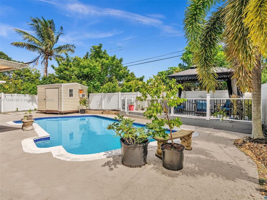 JUST REDUCED!! WON’T LAST!!! WALK INTO THIS UNIQUE BEAUTIFULLY UPDATED SINGLE-FAMILY HOME WITH A NEW ROOF & A/C (2-3 YRS OLD), SOLAR PANELS, & A SALTWATER POOL! ENJOY PEACE OF MIND W/ NEW ELECTRICAL PANELS, HURRICANE-STAMPED SHUTTERS, AND IMPACT FRONT & BACK DOORS AS WELL AS NEW PLUMBING IN THE BATHROOMS. INTERIOR FEATURES BRAND NEW PORCELAIN FLOORS, FRESH PAINT, & A REMODELED KITCHEN W/ GRANITE COUNTERS. OUTDOOR LIVING INCLUDES A NEWLY REDONE DECK, LUSH FRUIT TREES, AND A 10X10 INSULATED SHED W/ ITS OWN A/C — PERFECT FOR AN OFFICE OR WORKSHOP! BRAND-NEW WASHER & DRYER INCLUDED. NOW PRICED AT $559,999 — ACT FAST AND SCHEDULE YOUR PRIVATE SHOWING TODAY! PERFECT FOR FIRST TIME HOMEBUYERS OR A BUYER LOOKING TO MAKE A LASTING INVESTMENT. CONTACT US TODAY!