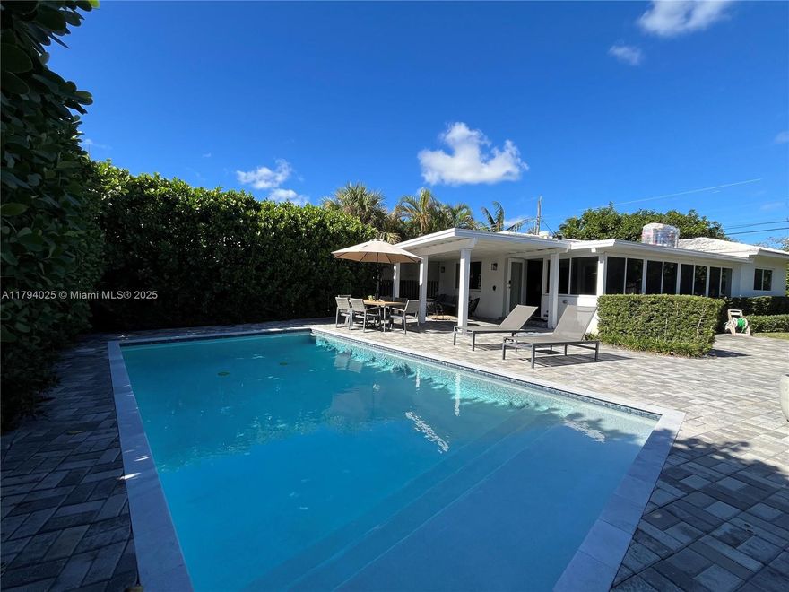 PRICE REDUCTION, LAST AVAILABLE SHOWINGS FROM TUESDAY 11/11 - FRIDAY 11/14 ONLY. 

NEW ROOF INSTALLED IN 2024 & IMPACT WINDOWS/DOORS THROUGHOUT - Bright and modern 2-bedroom, 2-bathroom home located Middle River Terrace, great opportunity for investment which can be sold fully furnished. Mid-century character / modern updates / turnkey property ideal for a primary residence, second home, or high-performing vacation rental. Fully enclosed fenced property with massive privacy hedges, heated pool & spacious paved deck.