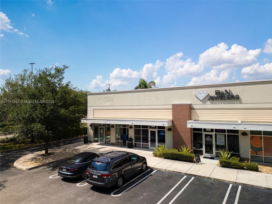 For lease: A stunning 1800sqft retail space in a prime location. Corner unit with windows throughout. Has its own private bathroom, storage room, and kitchen / storage area. The space will be delivered a vanilla shell. Has an opportunity for a drive-thru to be built out. Positioned on the northwest corner of W. Atlantic Boulevard and Riverside Drive in Coral Springs, Florida. This space is located within Dick's Sporting Goods, BJ's Wholesale Club plazas and is right near the Coral Square Mall. With over 65,000 cars passing by daily, the Outparcel at Coral Springs II is an ideal spot for various retail businesses.