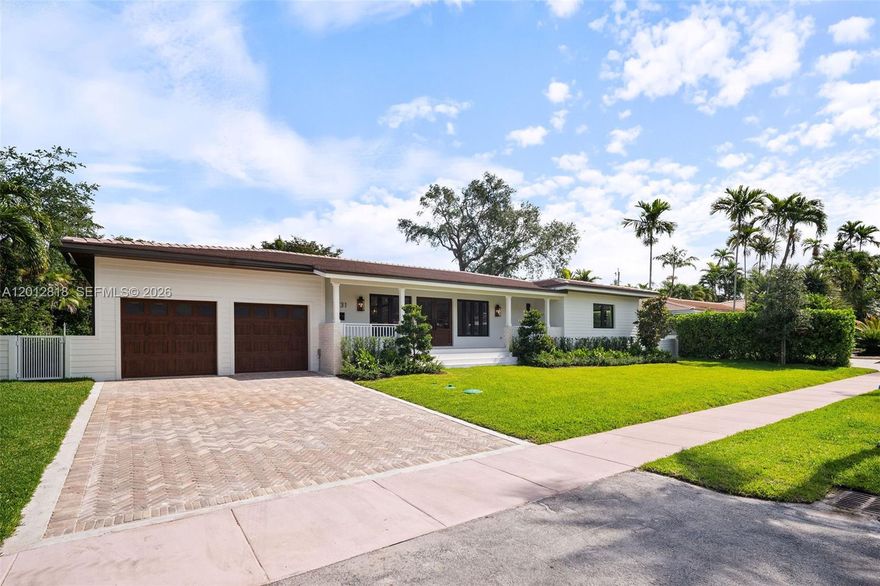 A rare opportunity to own a newly built contemporary residence in the highly sought-after Coral Gables Riviera. This new construction home offers 4 bedrooms, 3.5 bathrooms + den, 3,674 SF total, and 3,050 SF under A/C, with exceptional craftsmanship and elevated finishes throughout.
Designed with a bright open floor plan, the home features soaring ceilings, expansive living spaces, and abundant natural light. The custom kitchen is outfitted with real white oak cabinetry, quartzite countertops, a large center island, Sub-Zero &  Wolf appliances, and refined natural wood millwork paired with marble & premium stone finishes.
Indoor and outdoor living blend seamlessly with direct access to the pool and covered summer kitchen, creating the perfect setting for entertaining. The primary suite features direct backyard access and an oversized walk-in closet, while the secondary bathrooms are thoughtfully designed with custom vanities, premium natural stone, designer fixtures, frameless glass showers, and elevated finishes that mirror the home’s refined aesthetic.
Additional highlights include marble surfaces throughout, a laundry room finished with Taj Mahal quartzite, natural gas service, dual Carrier Infinity A/C systems, marble pavers, tongue-and-groove overhangs, and custom 2 car garage with ADCO walnut-finish garage doors.
A timeless blend of modern luxury and classic Coral Gables elegance, ideally located near the University of Miami and Riviera Country Club.