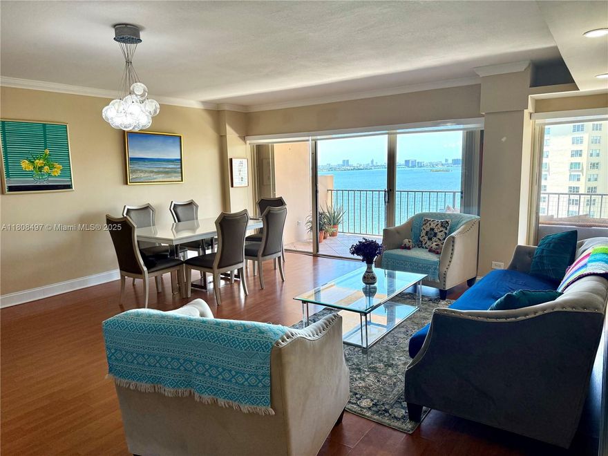 Available for immediate lease, this elegantly furnished 2 bedroom 2 bath unit at the prestigious Cricket Club offers a spacious layout and a private terrace with breathtaking direct views of the bay. Fully equipped with kitchen appliances, linens, towels, dinnerware, the residence is move-in ready Etc. The building provides an array of upscale amenities including 24/7 concierge and valet service, resort-style pools, a state-of-the-art fitness center, tennis and basketball courts, game and meeting rooms, a party room, a beauty salon with facial treatments, a children's play area, and a private boat dock. Located in a secure gated community just minutes from Aventura Mall, Bal Harbour Shops, fine dining, and supermarkets, this property offers the perfect blend of luxury and lifestyle.