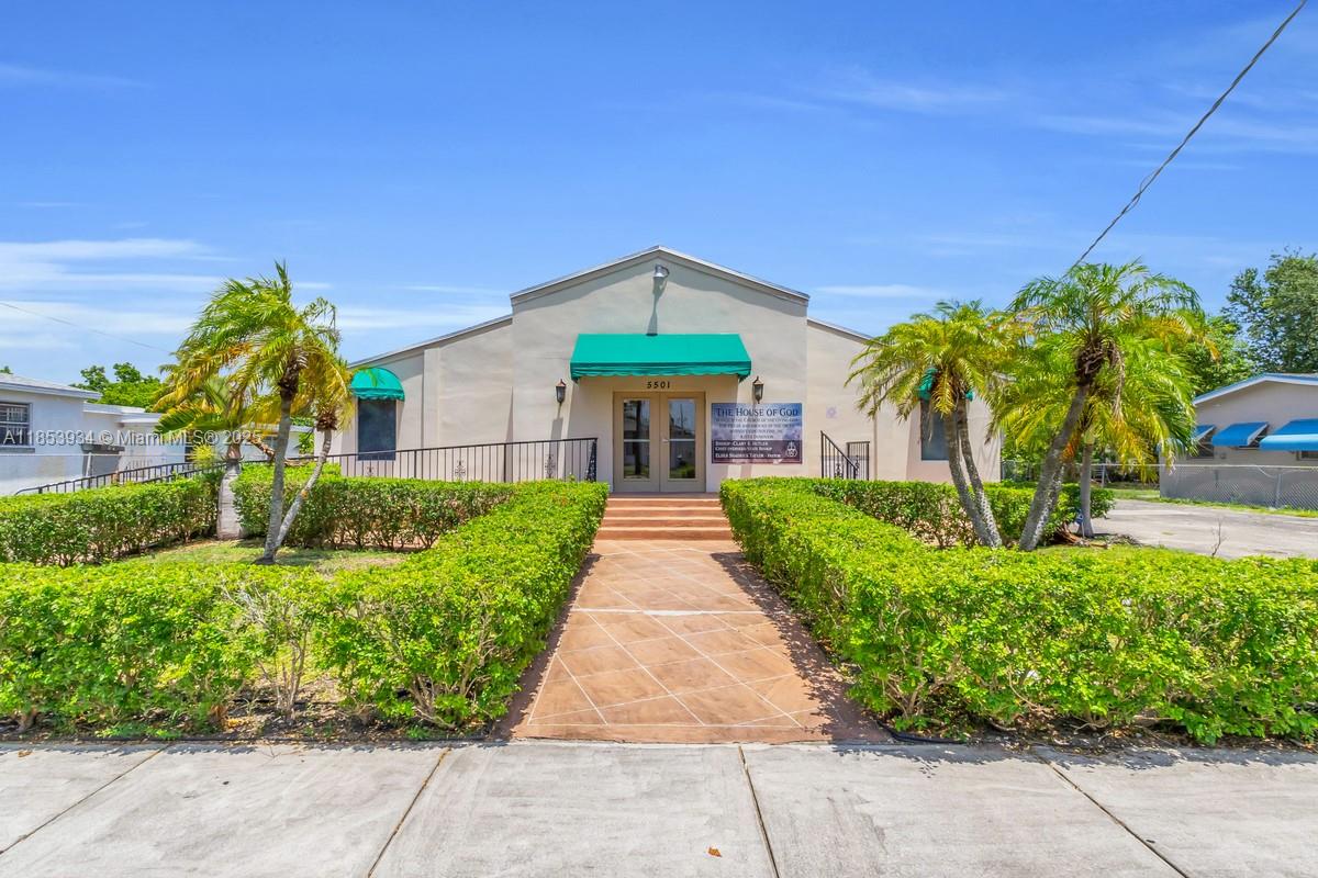 Amazing opportunity to own a 6,900+ SF operational church on an expansive 28,737 SF lot! The spacious sanctuary offers seating for 270+, a large dining hall & kitchen, 4 restrooms, 2 offices, and multiple storage rooms. Plenty of parking and room to build or redevelop. Situated within a designated Opportunity Zone qualifying for tax incentives, in central Broward & just minutes from I-95, the Turnpike, and FLL airport. Perfect for a congregation or events. Please note: an additional structure on the property is condemned and not in use. Investors will appreciate tax benefits and the oversized lot. Property is sold as-is, cash only and with furniture included. Endless possibilities — act fast, opportunities like this are rare!