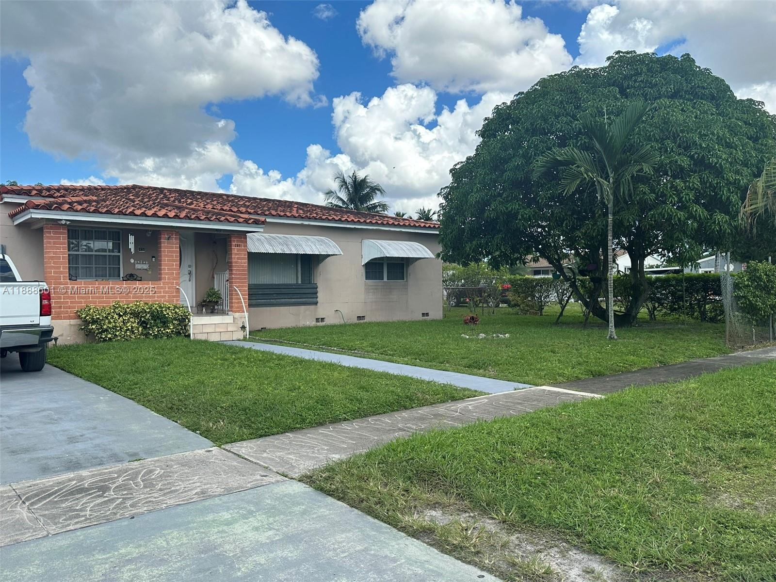 Desirable West Hialeah location. One story 3 bedrooms 2 bathrooms Single Family Home. This property also offers a large additional CBS building in the back, ideal to be used as a covered garage/storage/or workshop. Oversized 8480 Sq.Ft fenced corner lot. Central location. Near employment, worship, shopping & entertaining areas. Easy access to schools and public transportation. 2024-2025 "A" rated & Green School Award Winner Twin Lakes Elementary School.