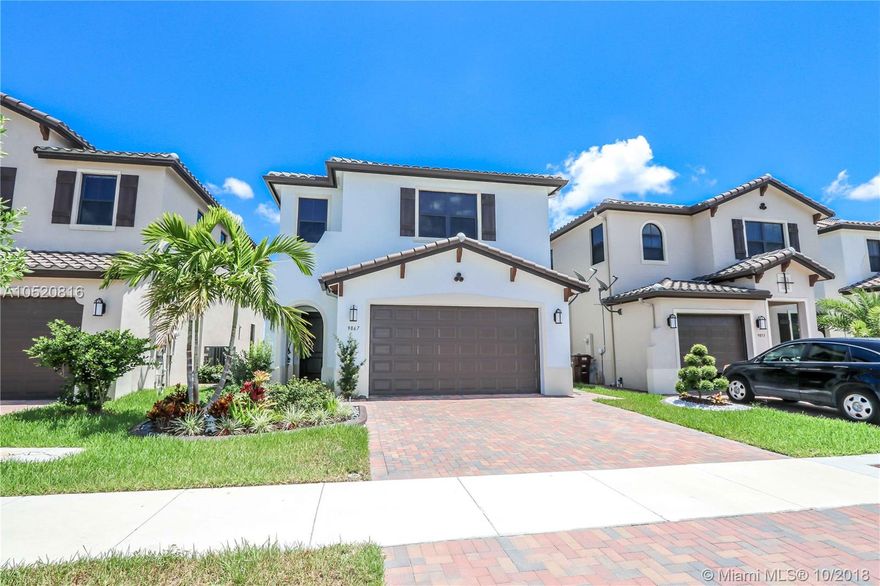 PERFECT SINGLE FAMILY HOME IN NEW COMMUNITY OF BONTERRA FEATURING 4 BEDROOMS + DEN, 2,1/2 BATHROOMS, STAINLESS STEEL APPLIANCES, OPEN LAYOUT KITCHEN WITH LARGE ISLAND TO ENJOY WITH FAMILY AND FRIENDS, WOODEN CABINETS, UPGRADED GRANITE COUNTER TOPS IN KITCHEN AND BATHS, TILE 18X18 DOWNSTAIRS. ENGINEERED WOOD ALUMINUM STAIRS, CUSTOM CLOSETS, IMPACT WINDOWS ,  SECOND FLOOR LAUNDRY, 2-CAR GARAGE, UNDER GROUND POWER CABLE (public & private), CAMERAS AND MUCH MORE. EXCELLENT GATED SECURED COMMUNITY WITH A BEAUTIFUL CLUB HOUSE, AWESOME GYM TO ENJOY AND VERY WELL LOCATED NEAR HIGHWAYS, SCHOOLS, PARKS, RESTAURANTS, ENTERTAINMENT AND EVERYTHING YOU NEED TO MAKE THIS HOME THE PERFECT HOME FOR YOU AND YOUR FAMILY. READY TO MOVE IN!!!!!!!!