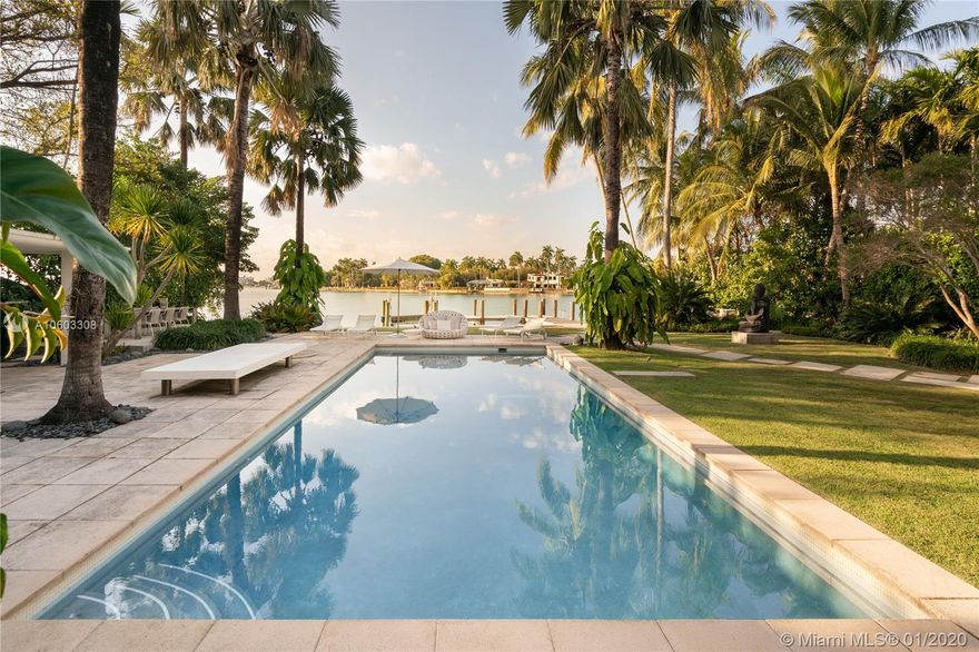 Perfect Lot size in prestigious North Bay Road, Miami’s most exclusive waterfront neighborhood. Fully remodeled home sitting in an oversized 27,013 sqft OCEANFRONT lot. 113 feet water frontage with dock space for a large vessel. Minimalist Modern one floor home in stunning conditions, ready to move in (indoor virtual tour available). The house has an L shape living room area with complete natural light & ocean view. Formal Dining Room. Remodeled Kitchen, laundry & maids room w/ full bath. 3 ample bedroom suites. Powder Room. Impact doors & windows. Enclosed garage for 2 cars with electric door. Electric shades. Light system controlled by a digital panel. Alarm system. Landscape by Raymond Jungles. Heated pool. Cabana w/ bathroom & kitchenette.