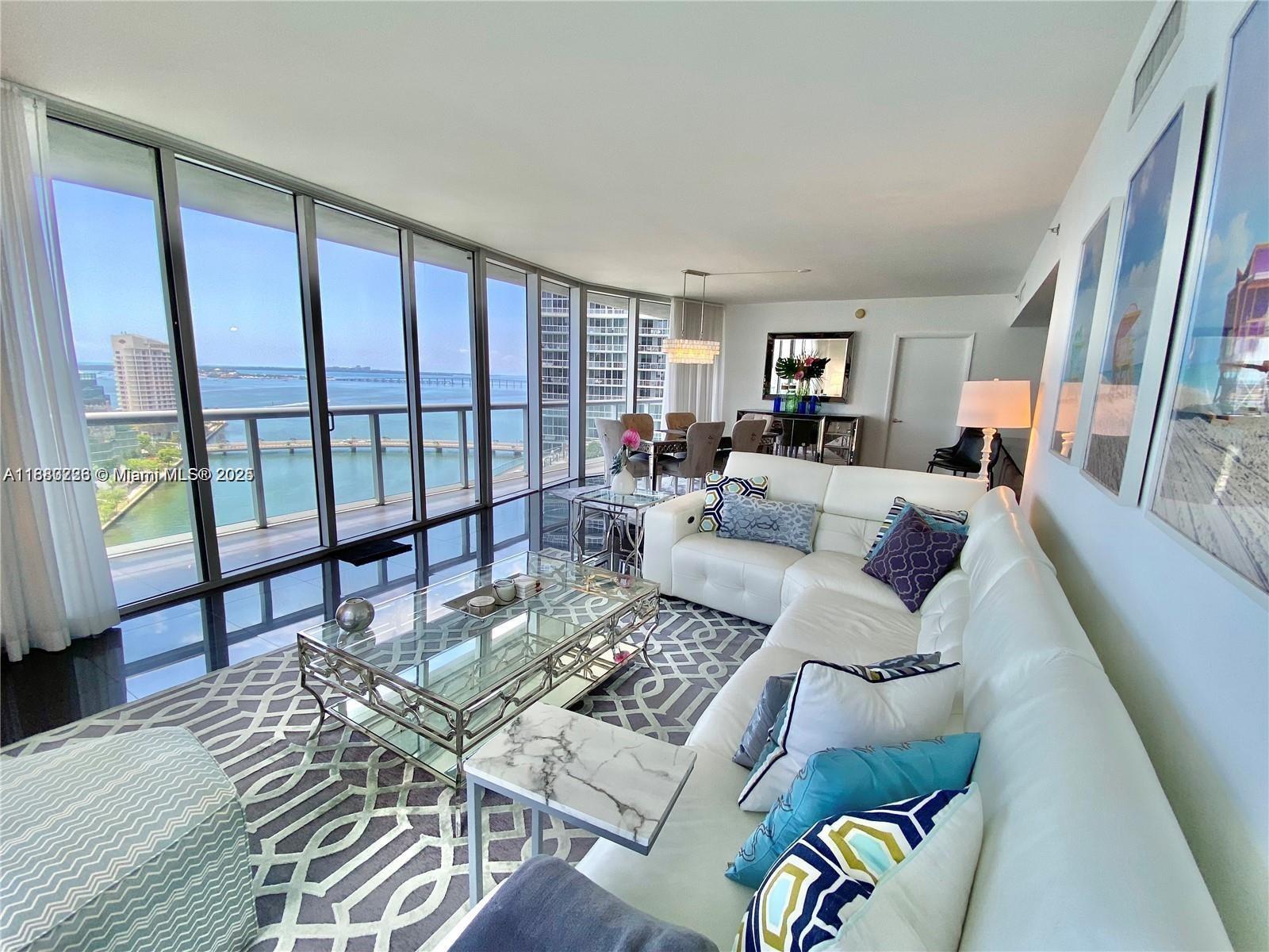 ICON Brickell! **Available furnished or unfurnished** Beautiful, luxurious 3+2.5 with spectacular views over the water from the 18th floor. Unit is in great condition, impeccably maintained. Imported tile flooring throughout, top-of-the-line appliances, Italian kitchen cabinets, built-in closets, & blackout shades. 1 assigned parking. Building offers resort-style amenities 24-hr concierge & valet service, convenience store, world-class spa, newly renovated fitness center, spectacular 1-acre terrace deck w/Olympic-sized infinity pool overlooking Biscayne Bay, private theater, and 2 world-renowned on-site restaurants Cipriani & Cantina La Veinte. Incredible location, just steps from Brickell City Centre and wonderful dining & nightlife.