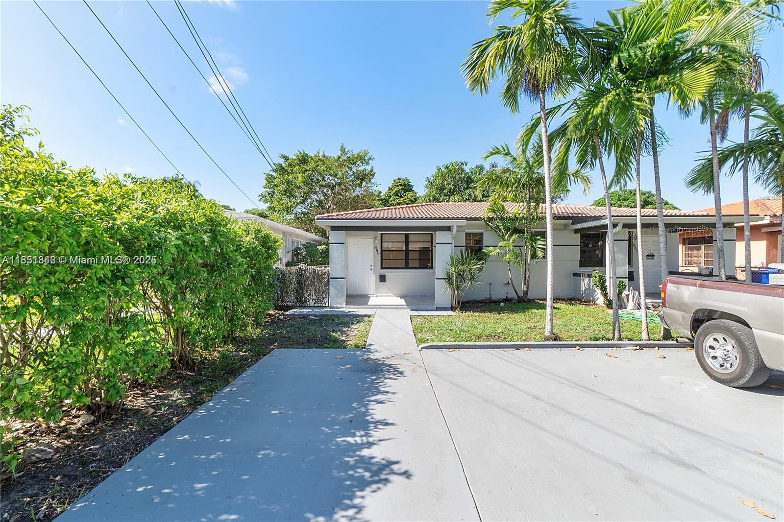 Fantastic 2/1 duplex with a remodeled kitchen, new bathroom. Tile floor throughout the unit. Freshly painted. Washer and dryer. Amazing opportunity in a desired area. Close to everything, Coral Gables, Downtown, Miami Beach, etc. Two parking space and street parking available. Large patio with fruit trees and more.
