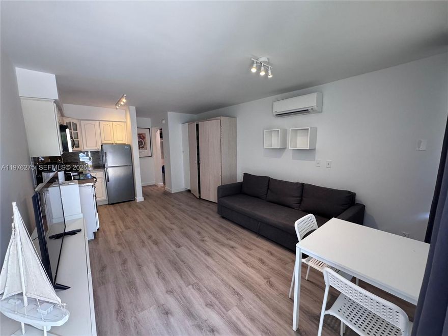 Location, Location, Location!!! Enjoy coastal living at its finest in this beautifully updated studio apartment, ideally located just steps from the ocean. Featuring new vinyl floors and a new mini split AC system, along with impact windows and doors that provide privacy, comfort, and peace of mind. The unit opens directly onto a spacious patio area with a tiki hut and partial ocean views, perfect for relaxing or entertaining guests. This well-maintained complex offers a large pool and sun deck, outdoor barbecue and bar area, and charming patio spaces throughout the property. Offered fully furnished, this turnkey unit is ready for immediate enjoyment or investment. Tenant occupied until January 31, 2027 paying $1,700/month. Unit can be rented up to 5 times per year with a minimum of 30 days after the first year of ownership. Condo rental rules and regulations attached.