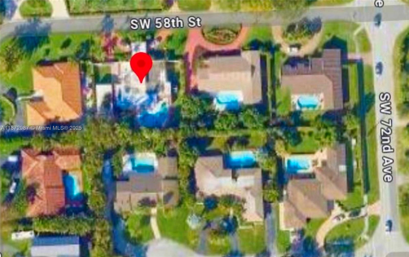 Beautiful South Miami home with 6 bedrooms and 5 baths consisting of a 4 bedrooms, den, 4 baths main home with a separate fully equipped 2 bedroom 1 bath apartment. The Porte-cochere entrance leads to a foyer, living room and an arched high ceiling sun room. Family room leads to a covered patio and sparkling pool area with its own full bath and wet bar. The spacious Master bedroom has a beautiful open bath area with etched glass and double sinks, a wall-to-wall cedar closet and an enclosed toilet/bidet area. The 4th bedroom has a private bath. Den area leads to side entrance. Enjoy the roomy eat-in kitchen with island and stainless steel refrigerator plus adjacent formal dining room. The 2 bedroom, 1 full bath apartment has a living room and open full kitchen. Move in ready.