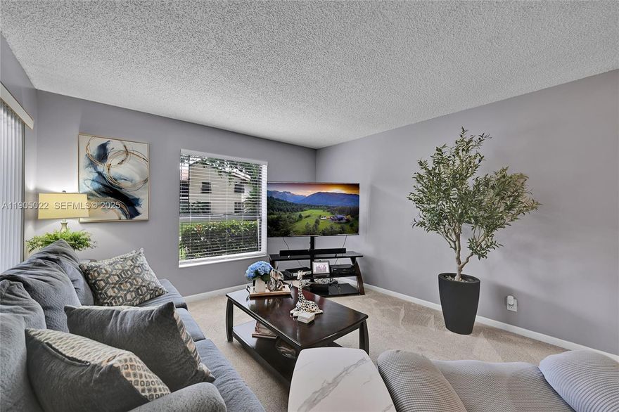 Step into comfort and convenience with this charming first-floor 2-bedroom, 2-bath condo in a welcoming all-ages community. Offering 982 sq. ft. of living space under air and 1,233 sq. ft. total including the pet resistant screened in patio, this move-in-ready residence features tranquil water views enjoyed right from the kitchen. The unit includes a full-size washer and dryer conveniently located on the patio, along with a newer 2023 roof for added peace of mind. Ideal for both homeowners and investors, leasing is permitted immediately. The HOA provides truly worry-free living, covering the roof, exterior maintenance, water, sewer, trash, pest control, landscaping, pool, and more. The 40 year inspection has been completed and passed. Residents also enjoy access to The Township’s impressive resort-style amenities, including a state-of-the-art fitness center, athletic pool, outdoor jacuzzi, sauna, theater, yoga and dance classes, tennis courts, and more. Perfectly situated near major highways, shopping, parks, and beaches, this home is easy to show and ready to welcome its next owner.