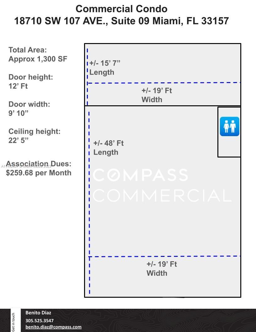 1,300 SF Warehouse condo with storefront. Currently vacant, owner using as storage. Association fee of $259.68 paid monthly. Easy to show. Please text Listing agent