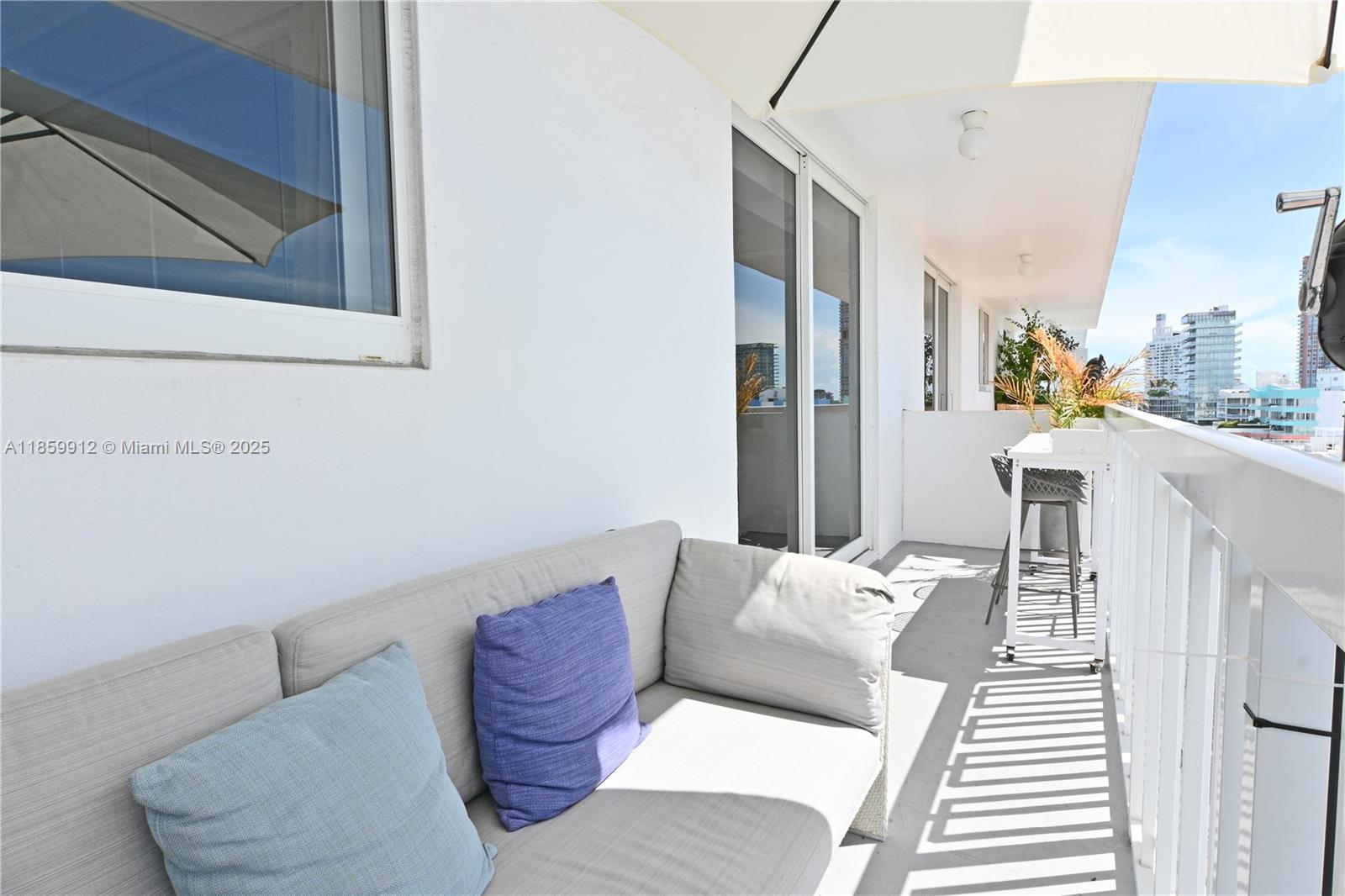 Sophisticated furnished 1-Bedroom + Den with parking & expansive terrace w/stunning city views. Meticulously renovated & thoughtfully designed w/gorgeous porcelain floors throughout. Chef-inspired kitchen equipped w/premium Sub-Zero refrigeration, Wolf cooktop, quartz countertops, & custom cabinetry for a seamless, modern aesthetic. Spa-like bathroom finished w/glass enclosure & elegant tilework. Sound-insulating glass panel foyer entry, motorized window blinds, impact windows & doors, integrated smart system- every detail has been curated for comfort and style. Amazing double sized terrace w/sunset & skyline views. In fantastic newly updated oceanfront South of Fifth building w/heated oceanfront pool, beach-side chair service (2 chairs & 1 umbrella beachside), cable, & internet included.