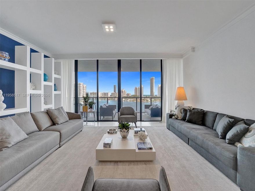 Exquisite, fully furnished, move-in-ready residence located on an exclusive private island, offering breathtaking ocean, Intracoastal, and city skyline views. Enjoy true luxury living with privacy, 24-hour security, and access to an exclusive 8-acre amenity oasis.
This elegant flow-through unit features 3 spacious bedrooms, 4.5 bathrooms, floor-to-ceiling glass windows, and two expansive terraces with stunning marina and ocean views. The residence is beautifully finished with marble floors throughout, a sleek modern European kitchen, and generous walk-in closets.
Residents enjoy world-class amenities, including multiple resort-style pools, tennis courts, poolside bar service, wine and cigar lounge, valet parking, concierge services, and private elevator access.
