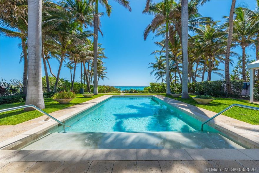 Experience ultimate oceanfront living in this beautiful beachfront home in exclusive Golden Beach offering one-of-a-kind ocean views. Greeted by the sparkling ocean water the home boasts 3 bedrooms, 5 full bathrooms and 1 half bathroom, 5,373 square feet on a 21,300 square foot lot with 75’ on the ocean. This smart home features limestone floors, a 2 car a/c garage, large office, gym, a Bulthaup custom kitchen with top-of-the-line Miele, Wolf and Sub Zero appliances, butler’s pantry, wine cooler, and Impact windows. Wake up to the sound of waves crashing in your expansive master suite with his and hers bathrooms and closets. Entertain guests in your priceless backyard with the Atlantic ocean as your backdrop. Live a life others can only dream of in your oceanfront home.