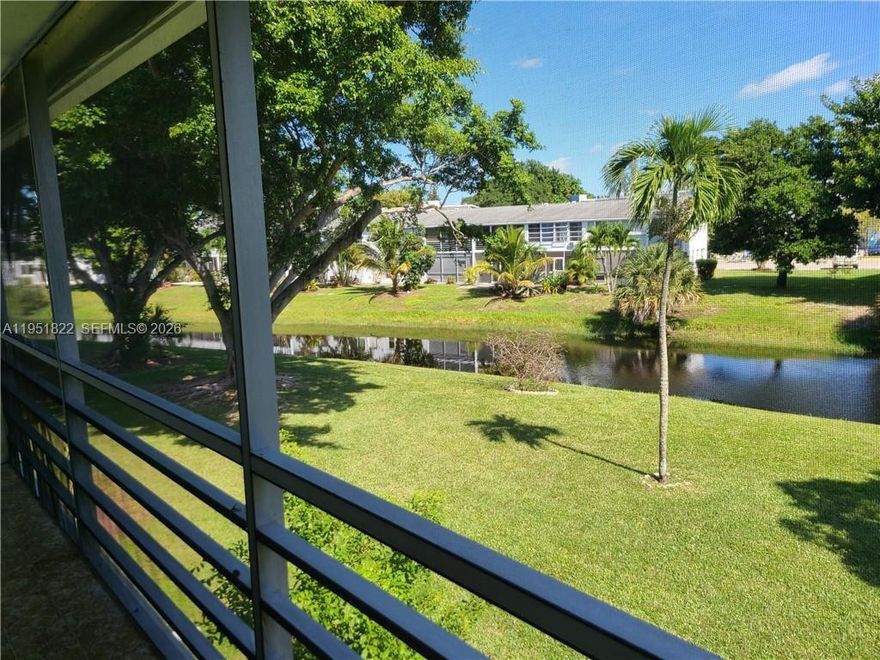 DO NOT MISS OUT ON THIS ONE!! CHARMING EXTREMELY WELL MAINTAINED 1 BEDROOM, 1.5 BATH SECOND FLOOR CONDO. TILE AND LAMINATE FLOORING. UPDATED VANITIES AND TOILETS. FULLY FURNISHED READY TO MOVE IN. NEW  A/C WINDOW UNIT. PERFECT SUN EXPOSURE TO ENJOY A ROMANTIC DINNER OR ENTERTAIN FRIENDS & FAMILY ON YOUR PRIVATE SCREENED-IN PATIO OVERLOOKING A RELAXING WATER VIEW. BUILDING OFFERS A LIFT FOR EASY SECOND FLOOR ACCESS. BBQ AND PIC NIC AREA BY THE WATER.NEW AIR CONDITIONERS ENJOY CENTURY VILLAGE ACTIVE 55+ RESORT STYLE LIVING. OFFERS MANY ACTIVITIES & ACTIVITIES INCLUDING A LOCAL BUS SERVICE, CLUBHOUSE, TENNIS, BILLIARD ROOM, ART CLASSES, GYM, & MUCH MORE. LOCATED MINUTES TO THE BEACH , RESTAURANTS & SHOPPING. WELCOME TO SOUTH FLORIDA LIVING! MUST SEE!