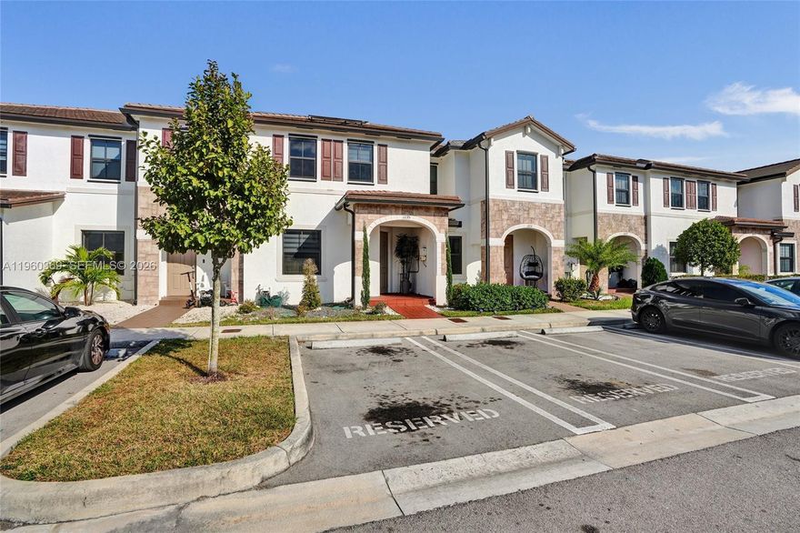 Located in an area experiencing continuous growth, with multiple new commercial developments and well-known retail franchises enhancing convenience and lifestyle. This 2021 townhouse is situated in the Aquabella community in Hialeah Garden and offers 3 bedrooms, 2.5 bathrooms with a functional layout designed for comfort and everyday living.
The home features solar panels, providing an estimated 50–60% energy savings, improving efficiency and reducing long-term operating costs. It also includes a whole-house water filtration system, enhancing water quality throughout the home and adding extra value.
The open-concept kitchen offers contemporary cabinetry and ample counter space, seamlessly connecting to the living areas. The private patio with installed flooring is ideal for outdoor enjoyment. The unit includes two assigned parking spaces located directly in front of the property. Convenient access to major highways, shopping, and schools.