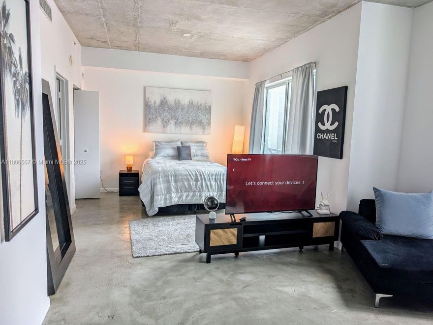 The largest loft style 1 bedroom in the building. Italian cabinetry, stainless steel appliances, washer/ dryer, balcony, polished concrete floors, 13' ceiling, walk-in closet. The unit comes fully furnished and is also available for rent for $2,800 a month. Central downtown location walking distance to Bayside, KaseyaCenter, Brightline station and many more. Across the street from Waldorf Astoria Residences currently under construction. The unit is vacant and easy to show. Monthly parking cost is $60. The building allows flexible lease options, excellent investment property. Special assessment $189.53 per month in addition to CAM monthly charges.