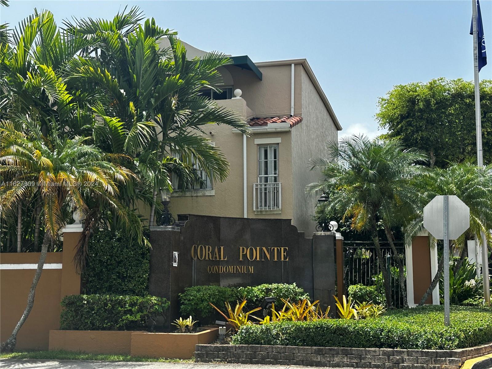 Excellent renovated Condo located in the Coral Point community. This unit is two stories with 2 Beds/2 Baths each on each floor. Renewed kitchen with beautiful white cabinets with quartz backsplash and appliances with stainless steel. Each room has a full bathroom and closet. Washer and dryer inside the unit. One assigned parking space and one additional parking space (only two spaces). The community amenities include 2 pools and children's playground. Sorry no pets.
