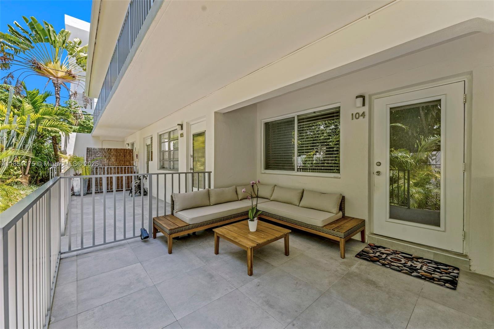 Make this beautiful, renovated studio with assigned PARKING your new home. This apartment is bright and features tile floors thru-out, 3 large closets, kitchen with quartz countertops and stainless steel appliances. Enjoy your morning coffee in your own huge private TERRACE and store your bike or surfboard in the back balcony. The location is excellent, 2 blocks from Flamingo Park , Whole Foods supermarket and many restaurants coffee shops and bars. Only a few blocks from the beach and the bay. Hurricane windows and doors, mini split A/C. Building has washer and dryer. Very quiet and secure. Six month lease for $2,200 month. No pets.