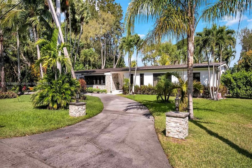 Charming Mid-Century home in the coveted Falls/Baptist neighborhood. This spacious 4/3 home offers over 2,500 sq ft of living space. A detached cottage, currently used as a gym with a sauna & steam room, provides endless possibilities. Recent 2021 updates include a new metal roof, impact windows, & a fully remodeled interior. The sun-filled family room offers stunning views of the pool, lush tropical greenery, & beyond, perfect for relaxation and entertaining. No HOA, providing freedom and tranquility. Just minutes from Rivera Prep, Baptist Hospital, University of Miami, shopping, & highways. Perfect for those seeking comfort and convenience. Call today to make this stunning home yours!