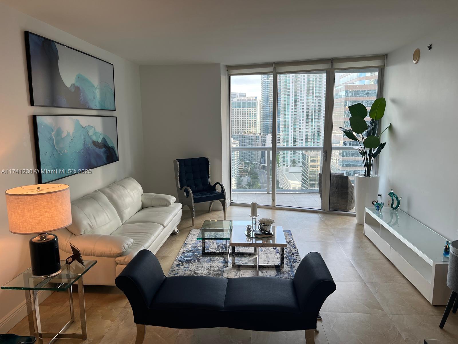 Beautiful 1/1 apartment for rent furnished with modern Italian furniture. Amenities: full service spa, fitness center, sauna, play area restaurants, concierge and more. 1 Parking Space, Basic Cable, Internet, and Water included in the rent.