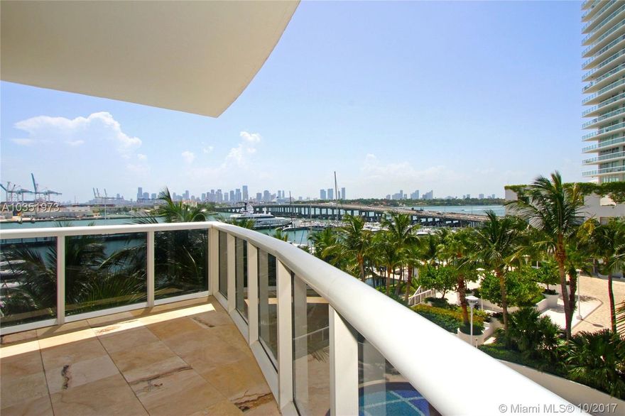 Large 2 Bedroom /2.5 Bathrooms fully furnished corner unit at Murano Grande featuring: two balconies, bay view, marble floors, and open kitchen. Luxurious building, walking distance to restaurants, parks, and the beach. It features bay front pool, spa, state of the art gym, 24hr concierge and valet. Murano Grande Unit 502.